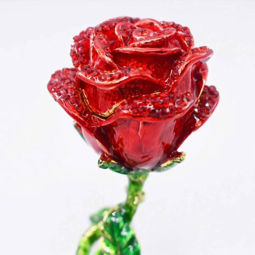 Enamel & Austrian Crystal Rose Ring Gift Box